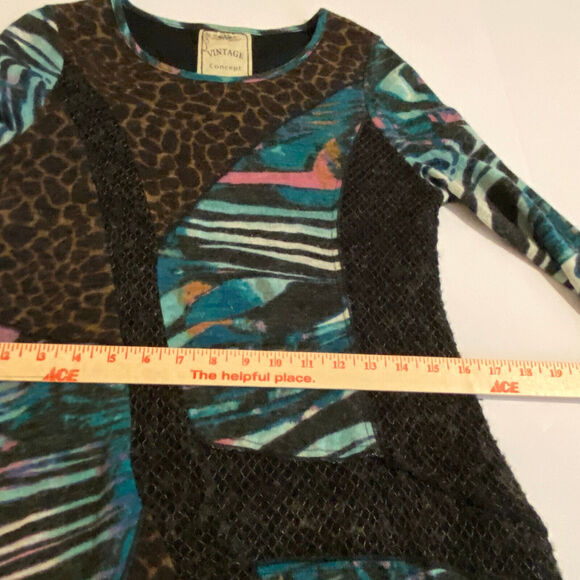 Vintage Concept Sweater Dress Sz M Art to Wear Lagenlook Y2K Animal Print - Picture 8 of 9